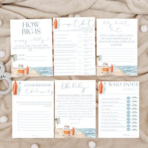 Baby On Board Baby Shower Games Games Bundle, Baby On Board Game Pack, Surf Baby Shower Games, Beach Baby Shower Games