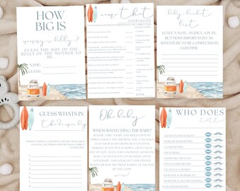 Baby On Board Baby Shower Games Games Bundle, Baby On Board Game Pack, Surf Baby Shower Games, Beach Baby Shower Games