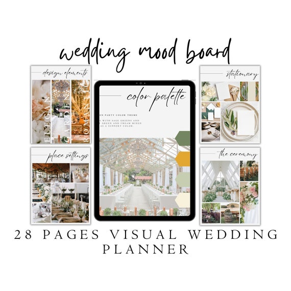 Wedding Design Mood Board, Wedding Mood Board Template, Wedding Theme Design Guide, Wedding Vision Board, Wedding Inspiration Planner