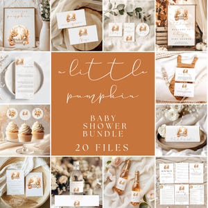 A Little Pumpkin Baby Shower Bundle, Fall Floral Pumpkin Baby Shower Invite, Autumn Baby Shower, Fall Pumpkin Baby Shower Bundle