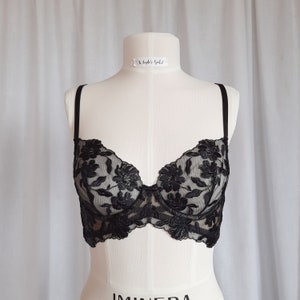 embroidered lace lingerie set, handmade black sexy underwear