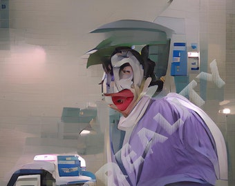 Instant Download - AI Generated Images - Stylized Clown in a Hospital - High Quality Downloads for Prints