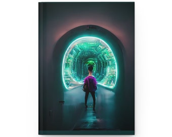 Hardcover Sci-Fi Matte Journal - A Portal to Another Dimension - 150 Lined Pages - AI Generated Artwork