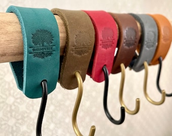 leather hook | 100% genuine leather | S hook | S coat hook | Wardrobe | kitchen hook | - TREE BEADS