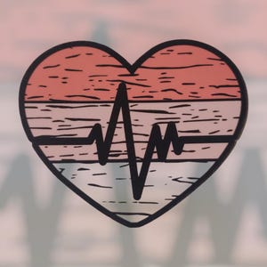 Heart with EKG Waterproof Vinyl Sticker Decal