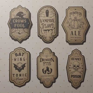 Vintage Apothecary, Spooky Ingredient, Elixir Bottle Labels, Halloween Decor, Stickers, Decals