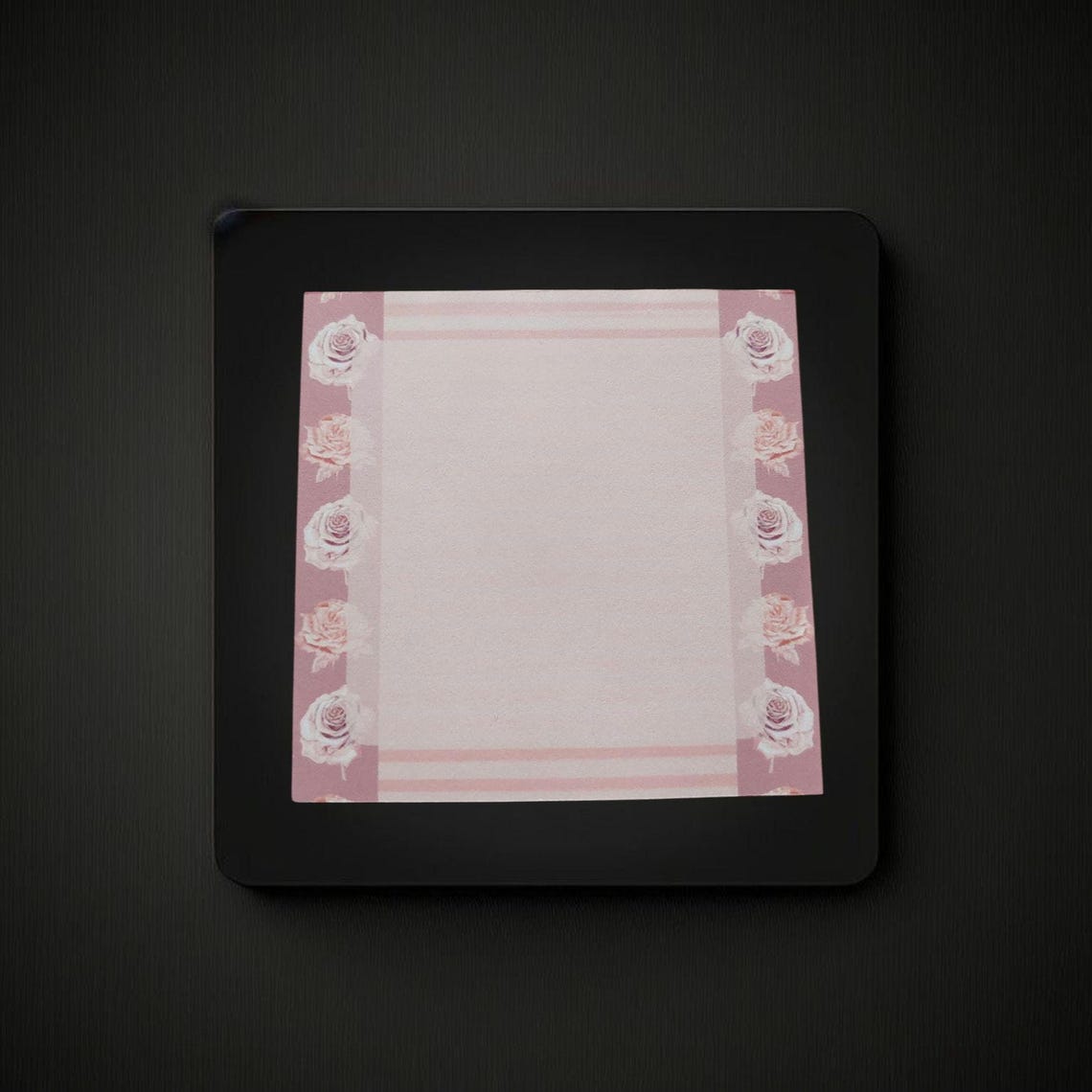 Floral Pink Striped Roses Handmade Notepad | 3