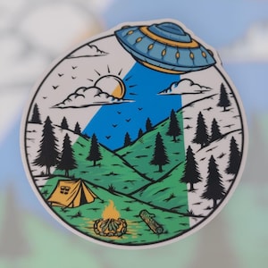 Alien | UFO | Spaceship | Abduction | Space | Fantasy | Sci-fi | Waterproof Sticker | Vinyl Decal | Gift for Her | Gift for Him |