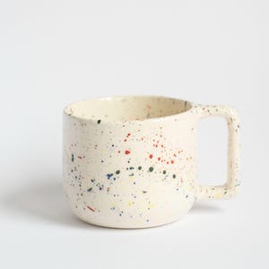Sinichka: Handmade stoneware ceramic mug, 300-350 ml, colorful specks with glossy finish
