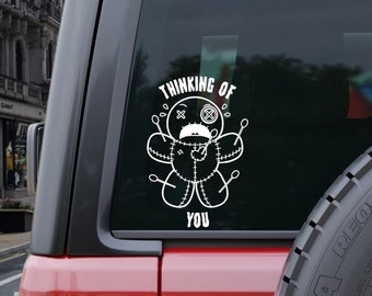 Thinking of you voodoo doll- Decal, Sticker, Car, Laptop, Tumbler, Journal, Notebook, Dark, Funny, Creepy, Halloween