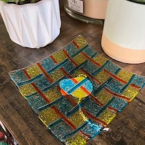 Yellow and blue dish