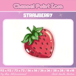 READY TO USE Red Strawberry Twitch Channel Points icon, Fruit Emote, Strawberry Flavour, Strawberry badges