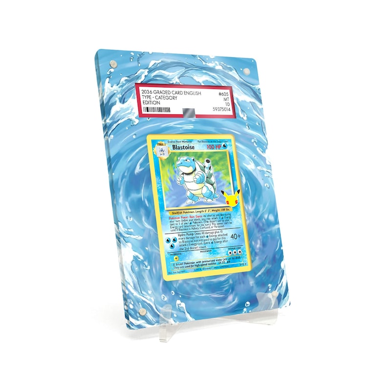 Extended Artwork Display Case Frame compatible with PSA Pokemon Blastoise Celebrations (CEL) #2_GC including stand image 1