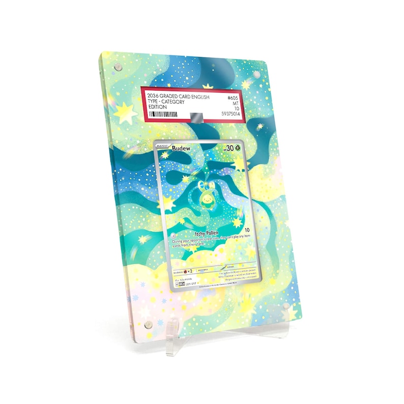 Extended Artwork Display Case Frame suitable for PSA Pokemon Budew Ascended Heroes (ASC) #221 including stand image 1