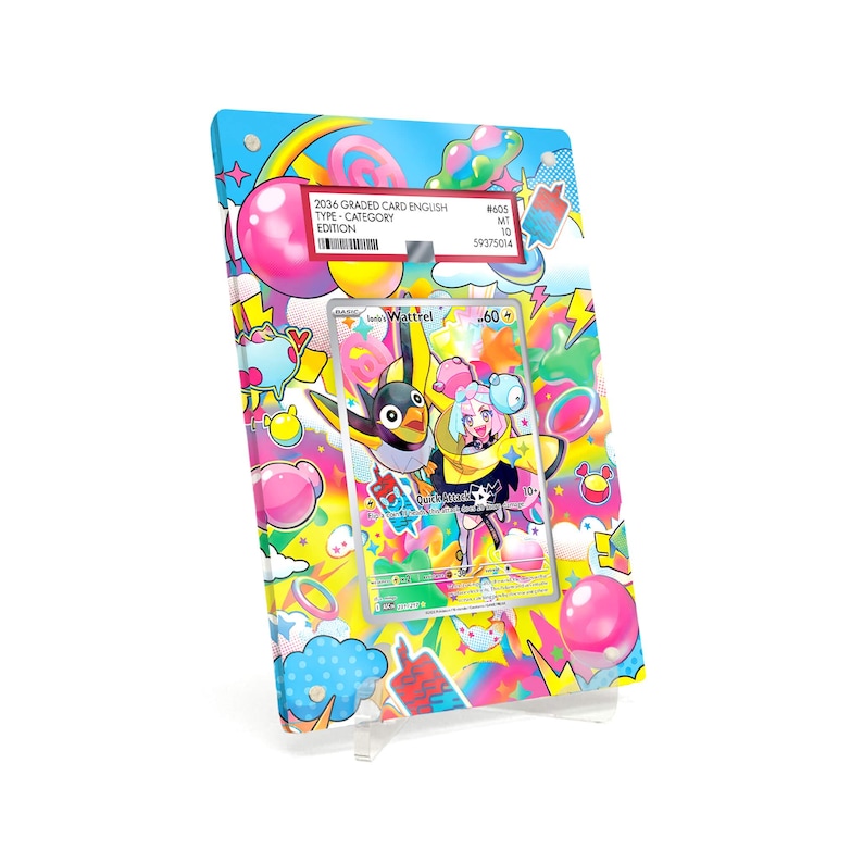 Extended Artwork Display Case Frame suitable for PSA Pokemon Iono’s Wattrel Ascended Heroes (ASC) #231 including stand image 1
