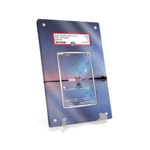 May include: A graded trading card in a clear acrylic case. The card features a colorful illustration of a character with a starry sky background. The case has a label with the text "2036 GRADED CARD ENGLISH".