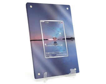 Extended Artwork Display Case Frame suitable for Pokemon Cleffa Obsidian Flames (OBF) #202 including stand