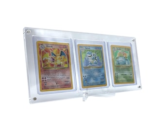 Acrylic case suitable for 3-bay toploader frames, magnetic, including acrylic stand