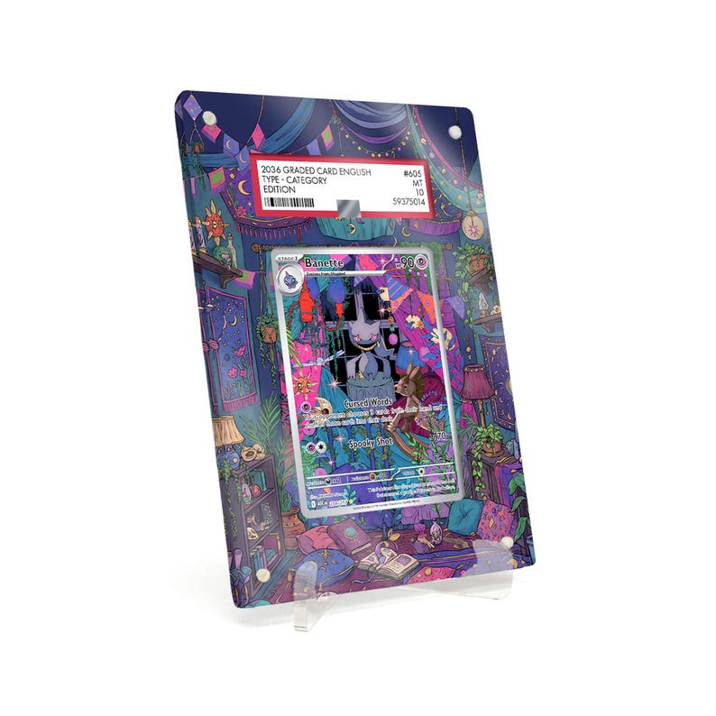 Extended Artwork Display Case Frame suitable for PSA Pokemon Banette Ascended Heroes (ASC) #234 including stand image 1