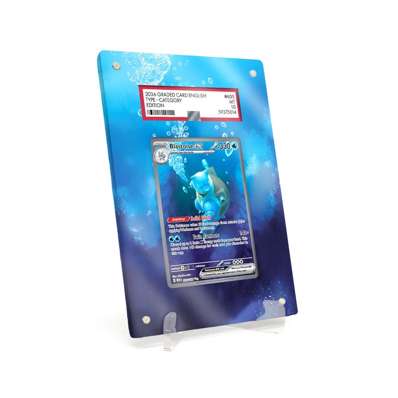 Extended Artwork Display Case Frame compatible with PSA Pokemon Blastoise ex 151 (MEW) #200 including stand image 1