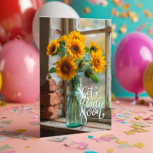 Get Well Soon Greeting Card, Sunflower Design, Printable Digital ...