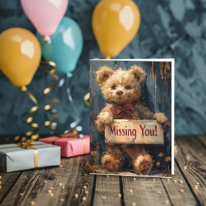 Missing You Teddy Bear Greeting Card Printable Digital Download Get Missing You Teddy Bear Greeting Card Printable Digital Download Get