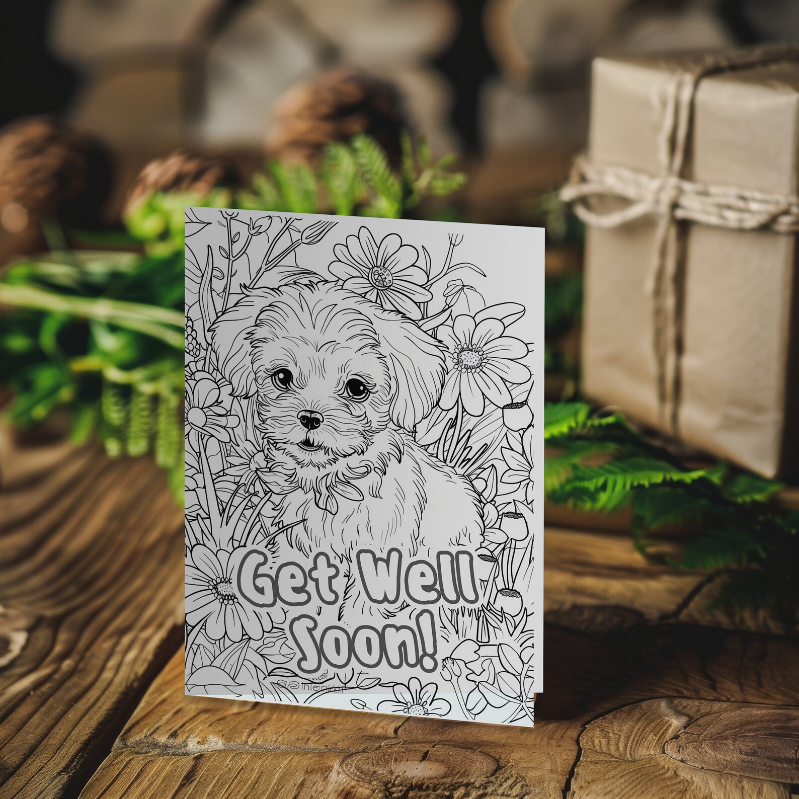 Get Well Soon Puppy Coloring Card, Color Your Own Get Well Soon Card ...