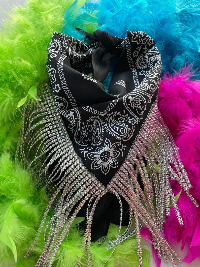 Rhinestone Fringe Bandana / Bridal Party Bandana / Bridesmaid Etsy