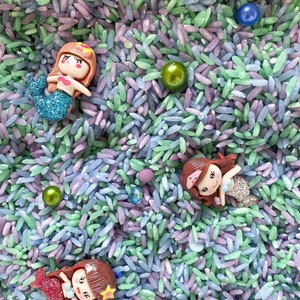 Mermaid Sensory Mix, sensory rice, dyed sensory rice, mermaid sensory kit, sensory bin filler
