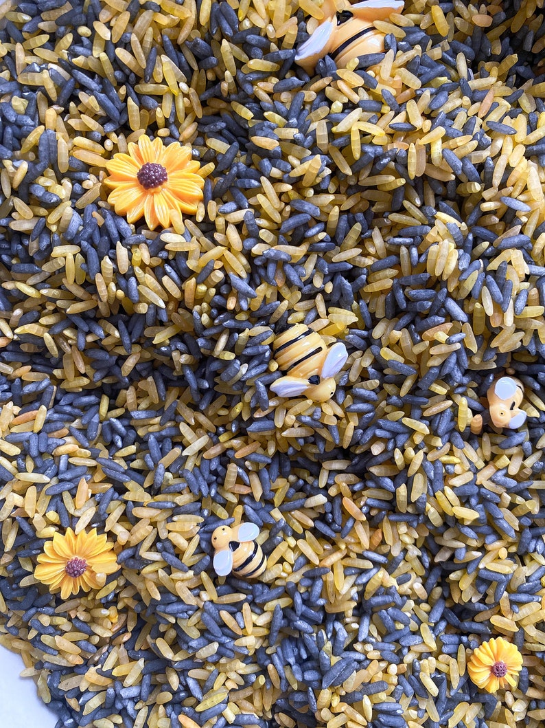 Bee And Rice Bumble Bee Sensory Mix, Sensory Rice, Sensory Kit, Toddler Sensory Bin ...