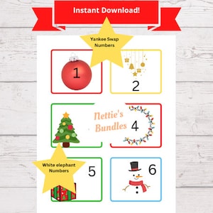 Holiday Yankee Swap or White Elephant Printable Numbers