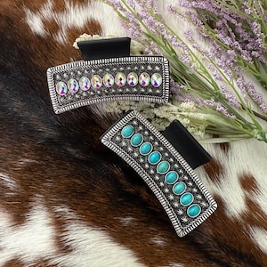 WESTERN HAIR CLAW I Western Hair Clips I Western Metal Hari Claws I Turquoise Stone Hair Claws