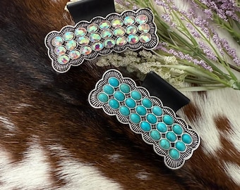 Silver Turquoise Bead Concho Hair Clip Amazon.com : Emulily Western Turquoise Squash Blossom  main image 4