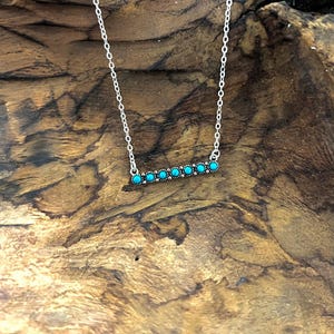 925 SILVER NECKLACE I 925 Sterling Silver Western Turquoise Bar Necklace I Southwestern Style