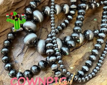 Western Navajo Pearl Choker Necklace & Earring set / Graduated Size