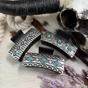 WESTERN HAIR CLIP I Turquoise Stone Rodeo Cowgirl Hair Claw I Western Casting Hair Clip