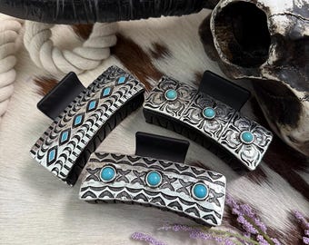 WESTERN HAIR CLIP I Turquoise Stone Rodeo Cowgirl Hair Claw I Western Casting Hair Clip