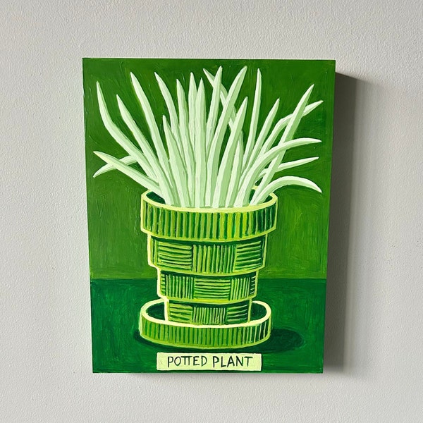 Potted plant painting. Green plant art. Indoor plant. House plant painting