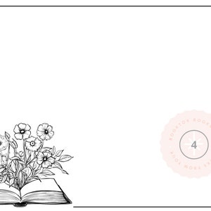 May include: A black and white illustration of an open book with flowers growing out of it. The book is surrounded by a white border. In the upper right corner is a pink circle with the text "BOOKTOK BOOKSHELF BOOKS FROM YOUR" and the number "4" in the center.