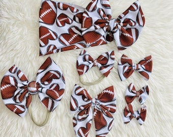 Football Baby and Toddler Bow on Headwraps, Headbands, Clip Ons
