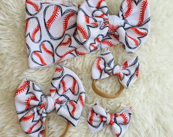 Baseball Bow Baby and Toddler Bow on Headwraps, Headbands, Clip Ons