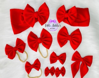 Red Baby and Toddler Bow on Headwraps, Headbands, Clip Ons