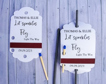 Personalized Sparklers Tags for wedding, Wedding Sparkler Tags With Match Tape,Personalized Fireworks Labels, party, anniversary, engagement