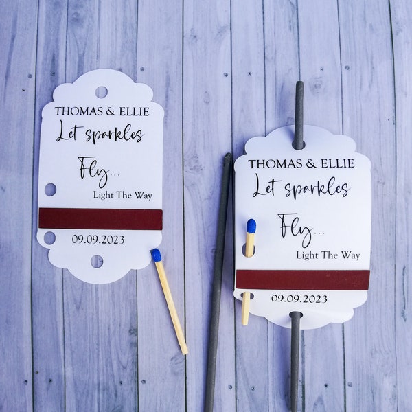 Personalized Sparklers Tags for wedding, Wedding Sparkler Tags With Match Tape,Personalized Fireworks Labels, party, anniversary, engagement