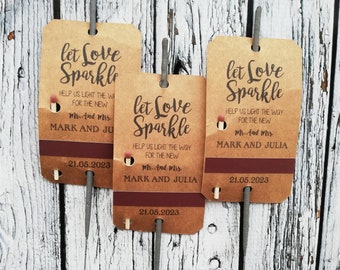 Personalized Sparklers Tags for wedding, Wedding Sparkler Tags With Match Tape,Personalized Fireworks Labels, party, anniversary, engagement