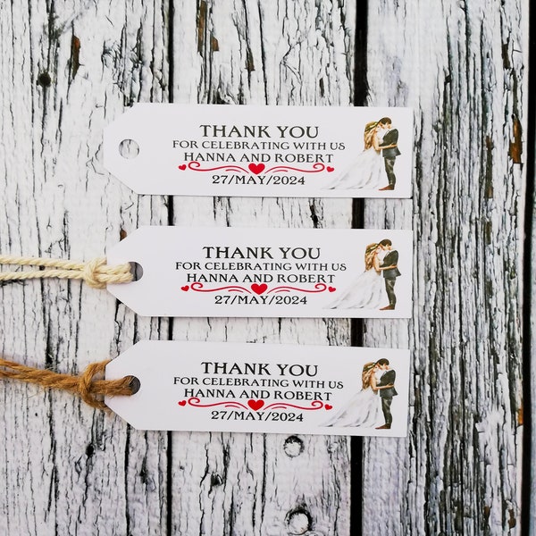 Minimalist Wedding Thank You Tag , Personalized flag tags for wedding favors,Modern Wedding Favor Tags, Editable Favor Tag