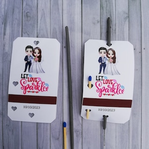 Etichette scintillanti per matrimonio, bomboniere con porta fiammiferi e attacco, lascia che l'amore scintilli! Etichette Sparkler per bomboniere per matrimoni, feste, anniversari
