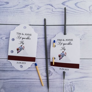 Lascia volare le scintille Etichette scintillanti per matrimonio con porta fiammiferi e attaccante per la celebrazione delle vacanze di laurea di matrimonio