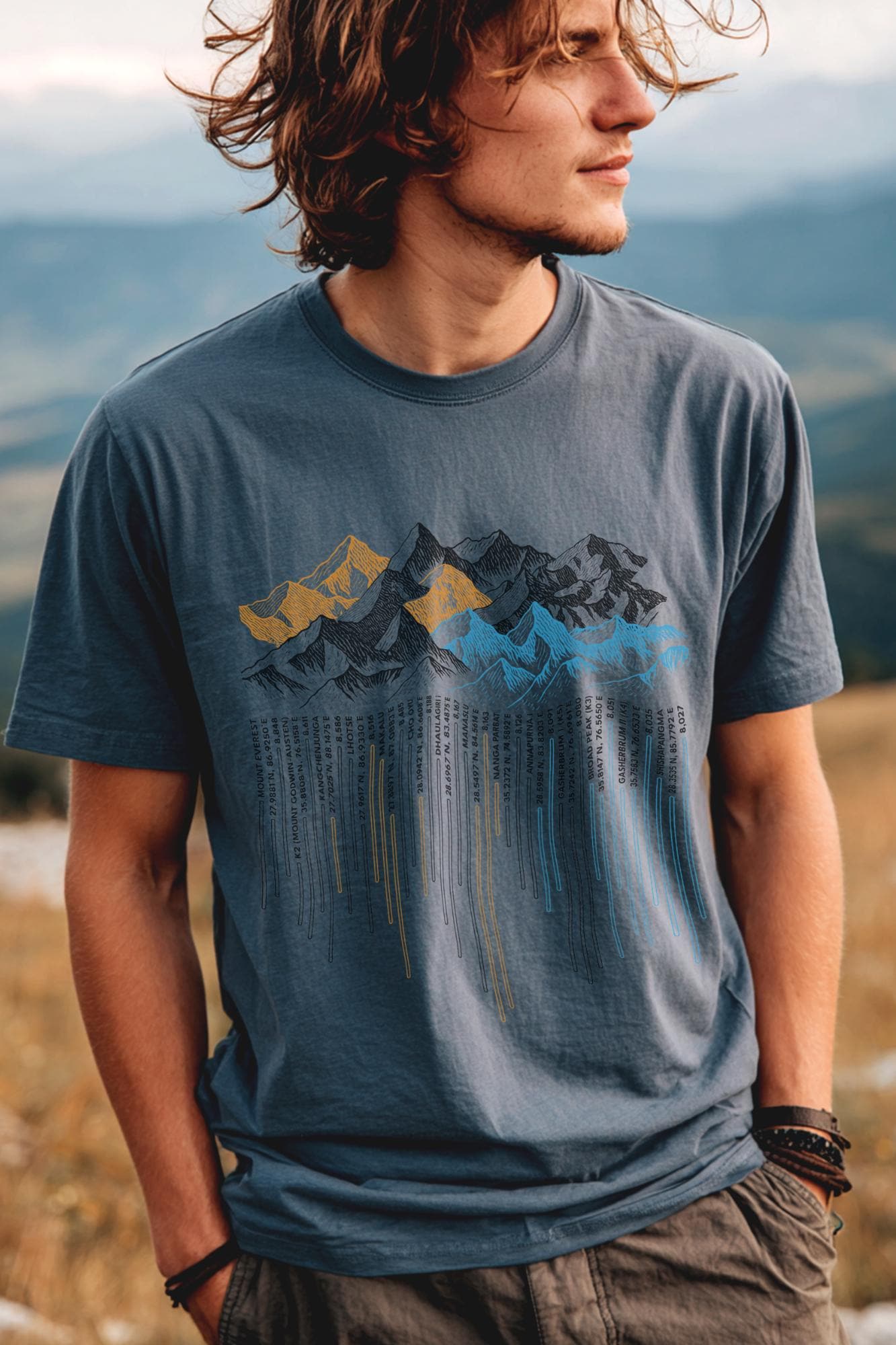 14 Peaks Drip Tee With Altitude Vitals Chart Graphic Climbing