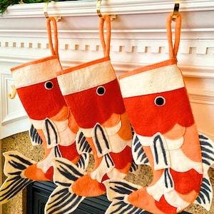 Felt Koi Fish Christmas Stocking Made from 100% New Zealand Wool - Nepalese Eco Friendly!